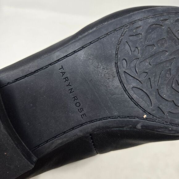 TARYN ROSE Brayden Elegant Black Leather Floral Women's Loafers Size 8B - Picture 6 of 7